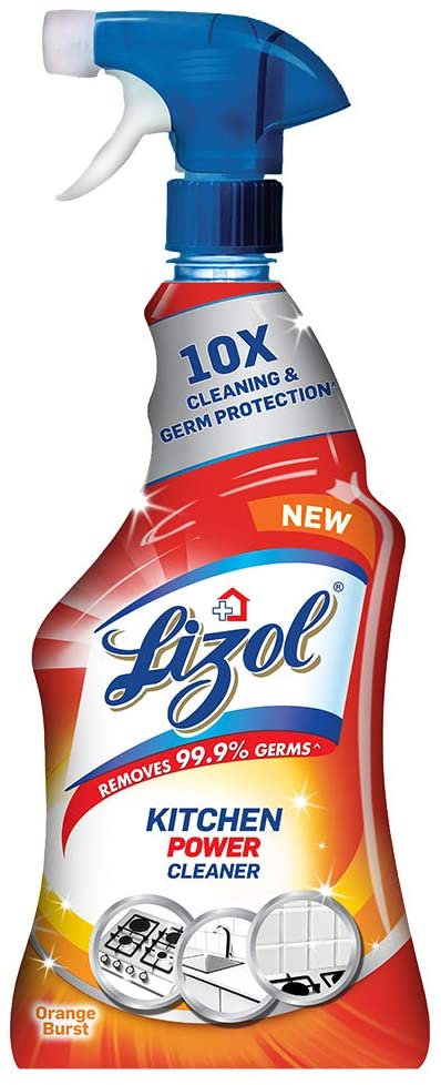 Lizol Kitchen Power Cleaner Liquid Spray 450 Ml | Removes 99.9% Germs | Cleans Stove, Chimney & Sink