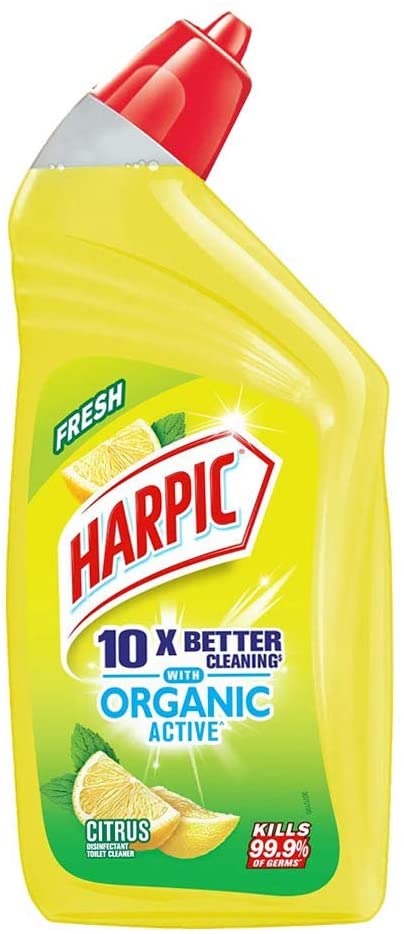 Harpic Organic Active Disinfectant Toilet Cleaner, Citrus - 500 Ml | Kills 99.9% Germs