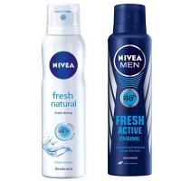 Nivea Fresh Natural And Nivea Men Fresh Active Original Deodorant, 150ml Each, Combo Of 2