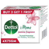 Dettol & Moms Bathing Soap Jasmine, 75gm, Buy 3 Get 1