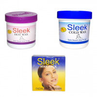 The Beauty Business Sleek Hot Wax 250 G And Cold Wax 250 G And Facial Wax Pack