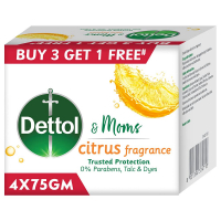 Dettol Citrus Bathing Soap Bar With Naturally Derived Ingredients, (buy 3 Get 1 Free - 75g Each), Combo Offer On Bath Soap