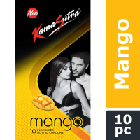Kamasutra Mango Flavoured Condoms For Men | Tempting Flavour With Dotted Texture | Made With Natural Rubber Latex | Lubricated Condoms | Excite/flavour Series | 10 Mango Dotted Condoms