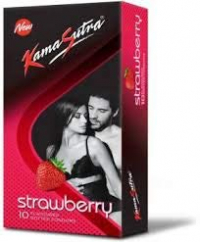 Kamasutra Strawberry Flavoured Condoms For Men, 10 Count