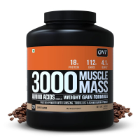 Qnt Muscle Mass 3000 | Weight Gainer And Muscle Gainer Supplement | 3kg | Coffee Flavour | 20 Servings (18g Protein, 3.6g Bcaa, 110g Carbs)