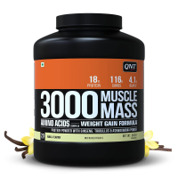 Qnt Muscle Mass 3000, Weight Gainer And Muscle Gainer Supplement, 3kg, Vanilla Flavour, 20 Servings (18g Protein, 4.1g Bcaa, 116g Carbs)