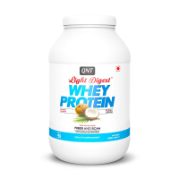 Qnt Light Digest Whey Protein Powder | Low Sugar & High Fiber | 908g | Coconut | 45 Servings (74% Protein, 3.7g Bcaa, Low Sugar)